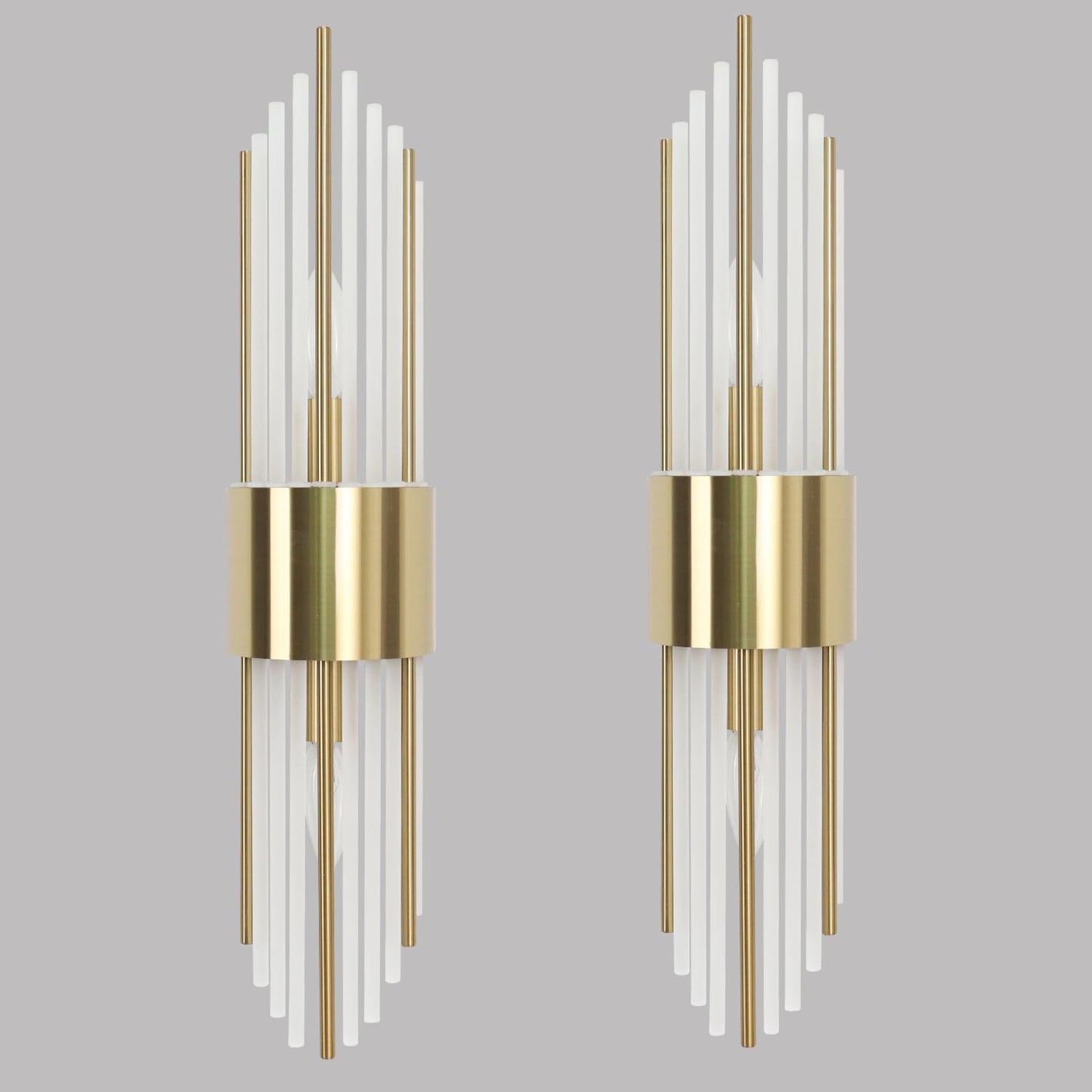 SHAWNKEY 2-Light Modern Crystal Wall Sconces Titanium Gold Vanity Wall Light with Frosted Glass Luxury Set of 2 Wall Light Fixtures for Bedroom Living Room Dining Room Vanity Mirror Light