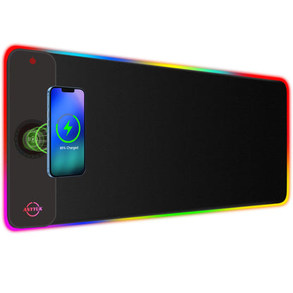 RGB LED Mouse Pad with 15W Wireless Charger Gaming Mouse Pad with 10 Light Modes, Extra Large Mousepad Non-Slip Rubber Base Computer Keyboard Mat for Men