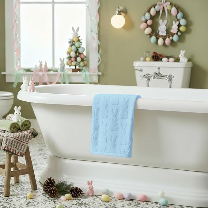 Artoid Mode 1 Pc Light Blue 3D Rabbit Jacquard Easter Hand Towels