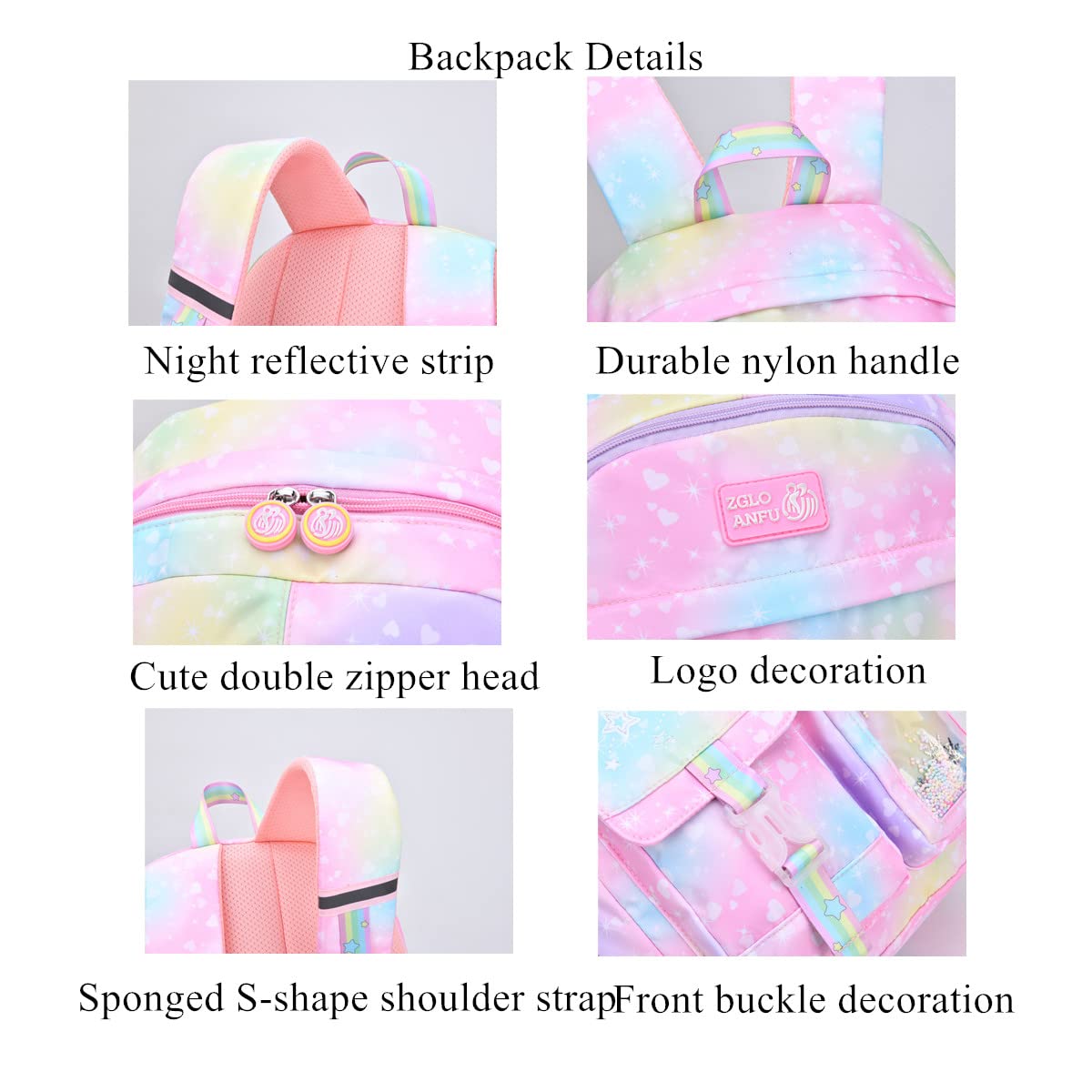 VIDOSCLA Cute Coloful Casual Daypack for Girls,Teens Elementary School Backpack,Primary Book Bags forTeens Gradient purple-L