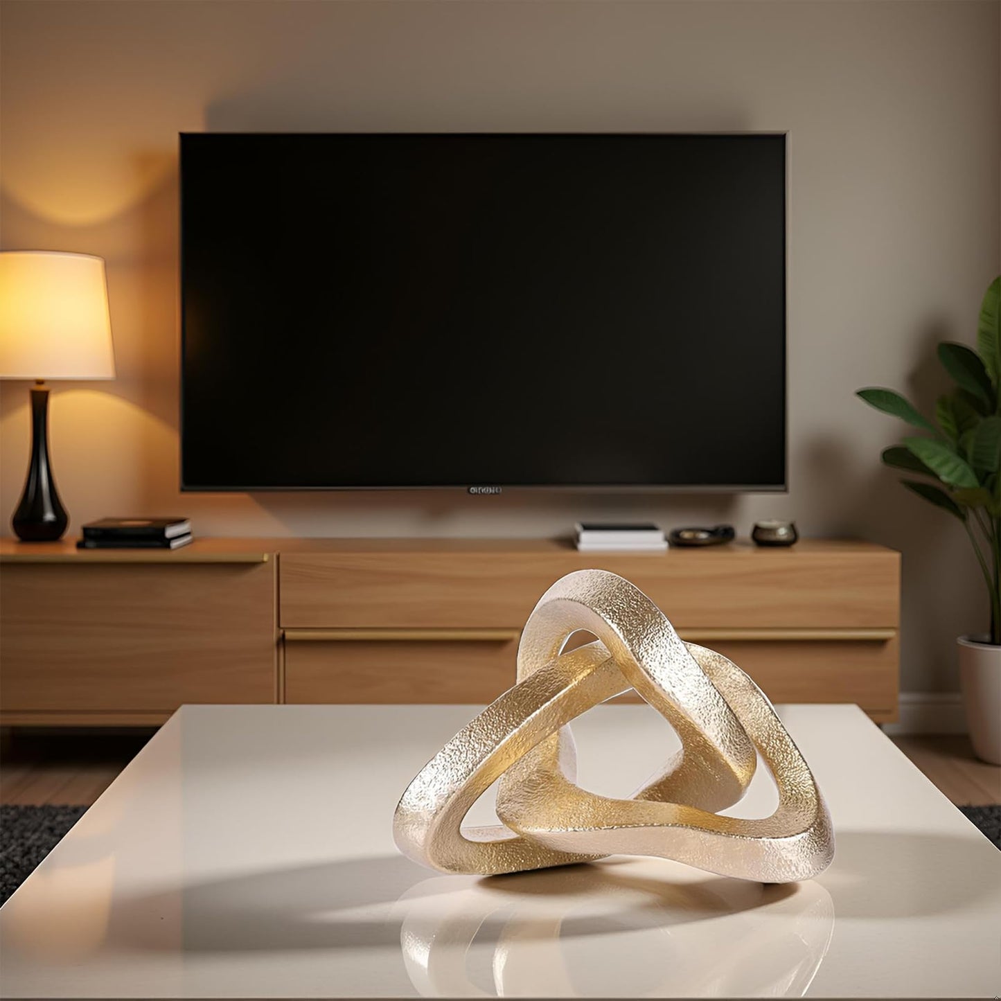 LCCCK Infinity Knot Sculpture Gold Knot Decor Object, Abstract Knick Knacks Coffee Table Modern Statue, Gold Sculpture for Home Living Room Table Ornaments and TV Stand Bookshelf Decorative