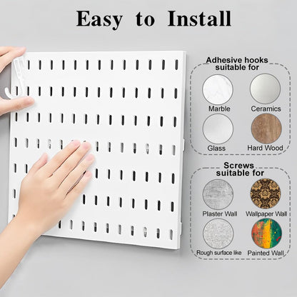 Pegboard Organizer for Wall Organization with 2 Pieces White Peg Board and 11 Accessories Set, Wall Mount Display Storage Kits for Kitchen Bedroom Office Bathroom Crafts Tools