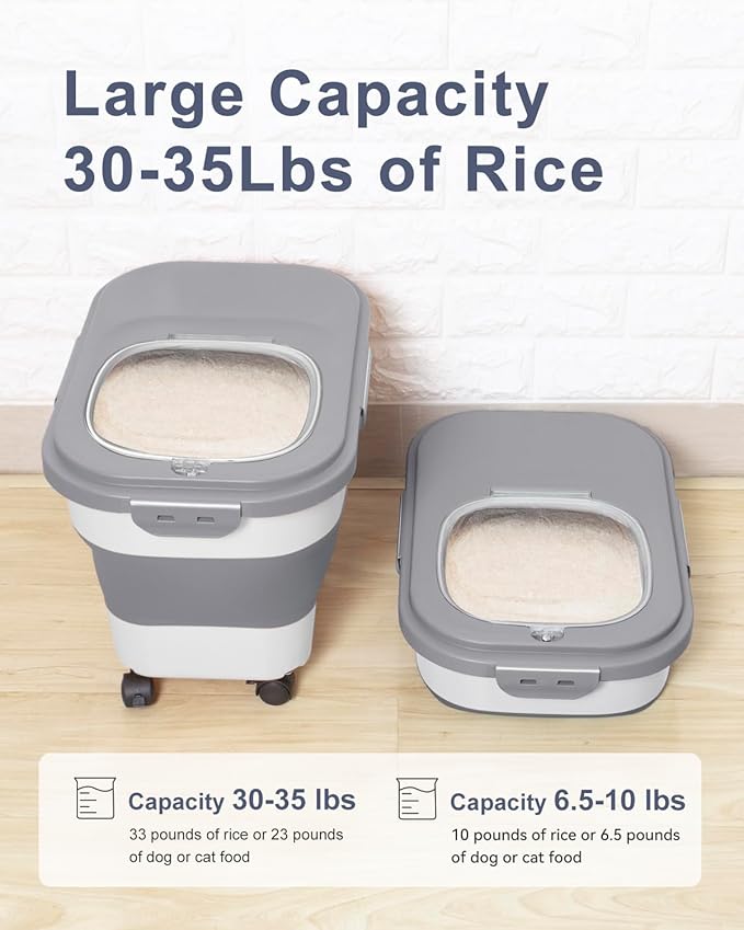 20-30 Lbs Rice Storage Container, Collapsible Food Storage Containers