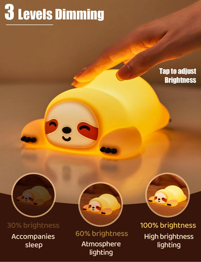 KidoYean Cute Sloth Night Light, Squishy Sloth Novelty Animal Lamp, 3 Level Dimmable Nursery Nightlight with Timer, Food Grade Silicone Touch Night Light Fun Gifts for Kids Boys Girls Baby