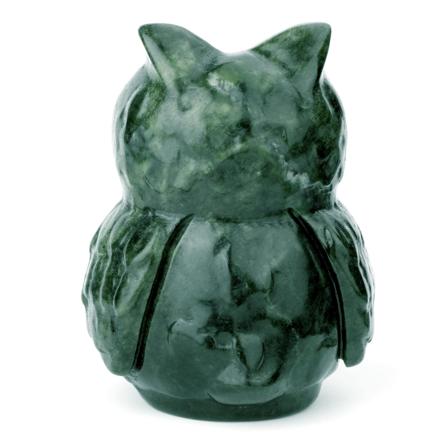 gemshan Jade Stone Owl Statue - 3.3inch Jade Statue Hand-Carved Animal Figurines for Home Office Desk Decoration