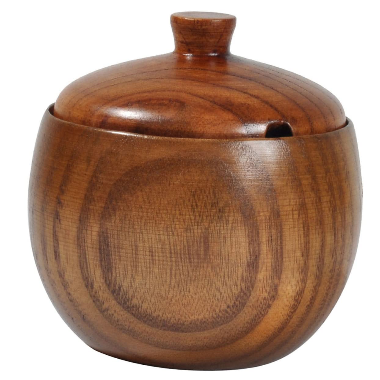 Garneck Elegant Wood Grain Condiment Pot Spice Organizer Lids Wooden Seasoning Jars for Salt Spices Seasonings Kitchen Box Lid Wood Condiment Container