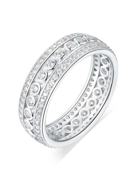 Frbod Mens Moissanite Eternity Bands 925 Sterling Silver Wedding Ring Chunky Promise Bride Bubble Ring for Women Size 9