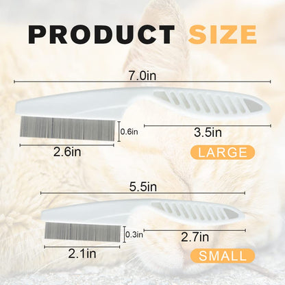 Dog Comb 2 Pack, 2026 New Professional Pet Eye Comb and Grooming Comb Set, Stainless Steel Fine Tooth Tear Stain Remover for Cats and Dogs, Pet Comb for Tangles Knots Loose Fur