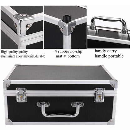 Kit Box Case,Machine Case 12.6" x 9.5" x 5.1" W/Lock Makeup Carrying Bag Storage Case Organize with Clasp,Aluminum Alloy with Sponge for Equipment Cosmetic Makeup Tools (black)