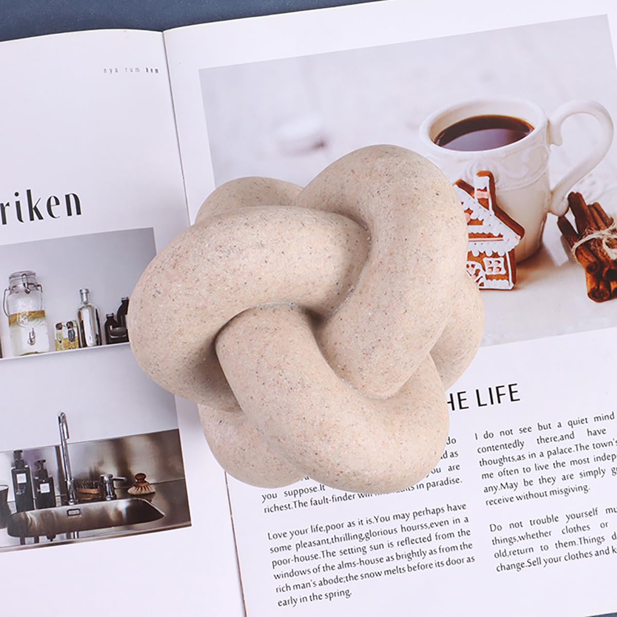 Semeid Handmade Sandstone Geometric Knot Sculpture Decor