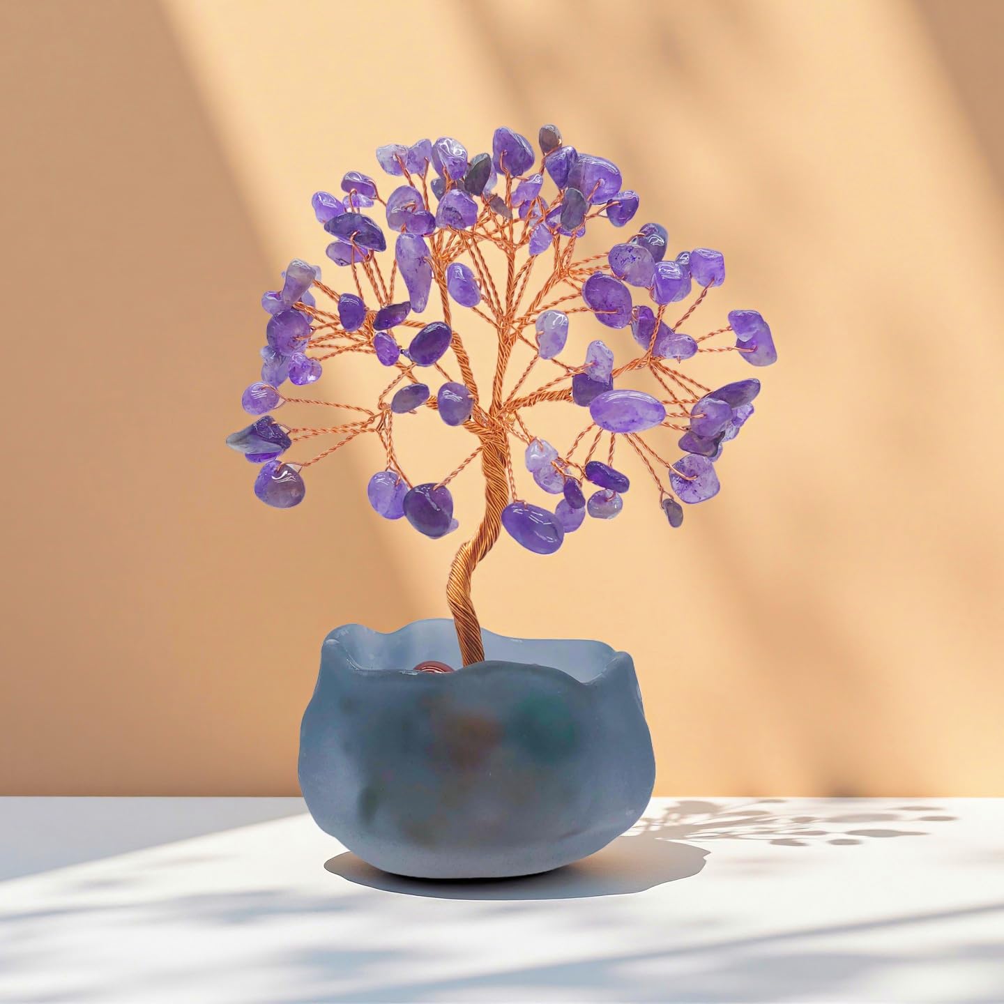 Amethyst Crystal Trees of Life Decor, Purple Gem Tree for Crystal Healing Handcrafted Gem Trees of Life for Home Decor (Amethyst)