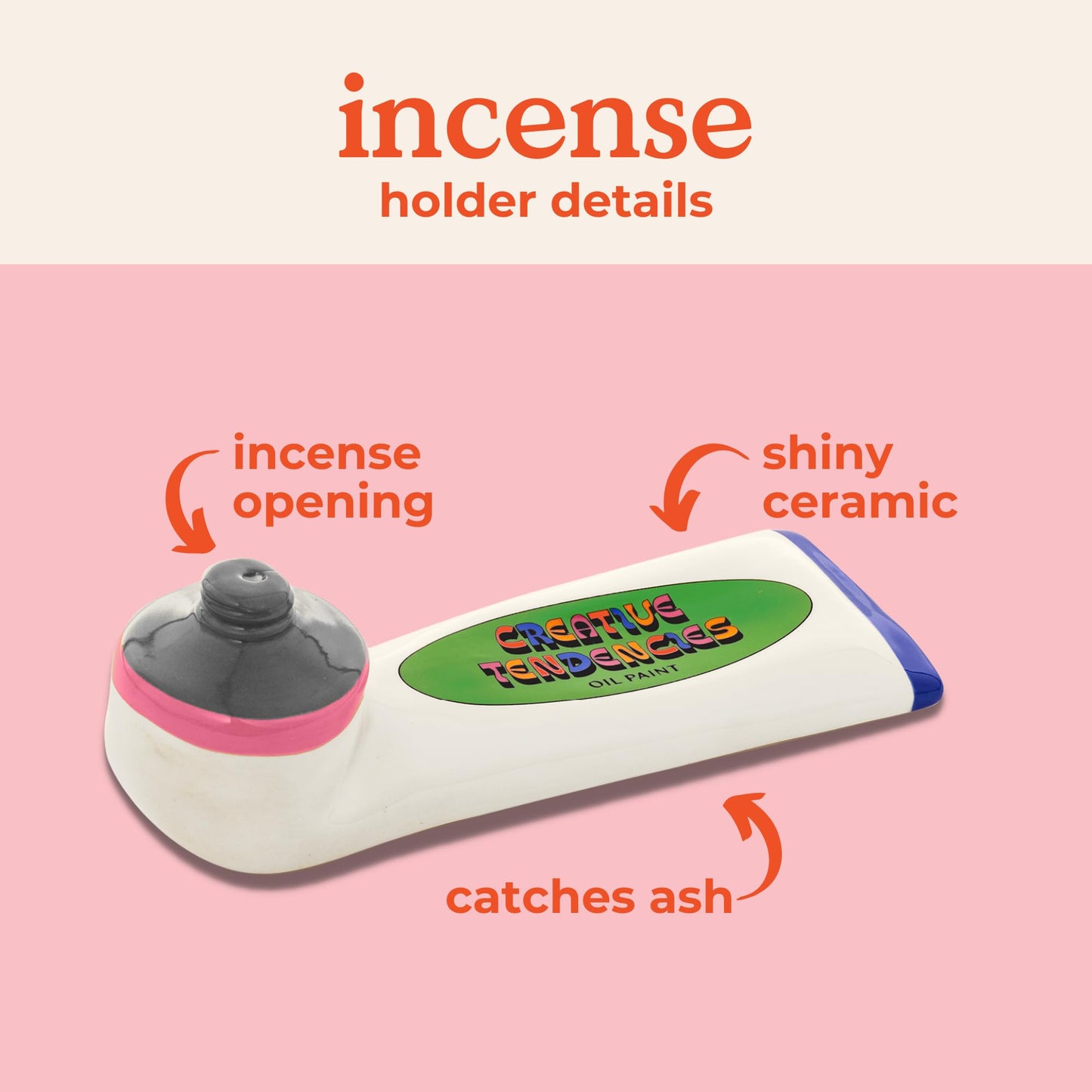 ban.do Incense Stick Holder, Unique Incense Holder, Incense Burner Holder for Indoor, Cute Ceramic Home Decor Accent, Paint Tube