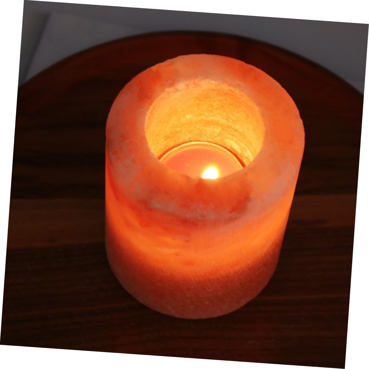 Ciieeo 2pcs Himalayan Crystal Salt Candle Holder Elegant Desktop Ornament for Home Decoration Meditation and Dining Table Decor for Farmhouse and Modern Living Spaces