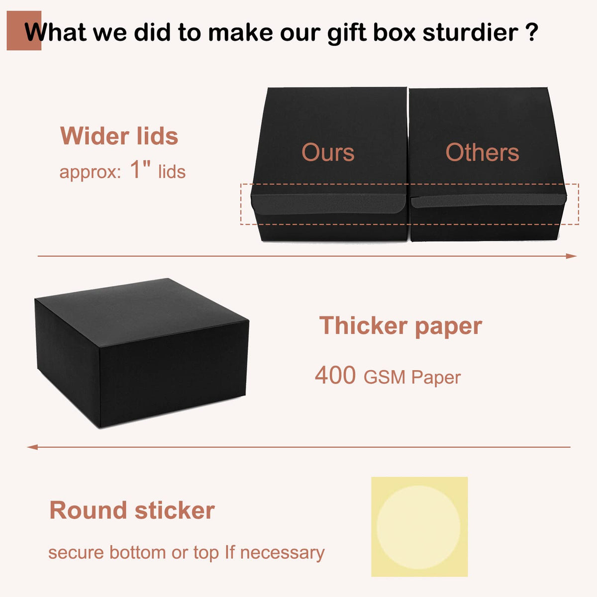 Mcfleet Black Gift Boxes with Lids 8x8x4 Inches 10 Pack Groomsmen Proposal Cardboard Craft Small Gift Box for Christmas, Wedding, Graduation, Holiday, Birthday Presents Packaging