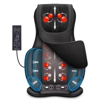 Snailax Shiatsu Neck Back Massager with Heat, Massage Chair Pad with Compression, Height-Adjustable Neck Massage Rollers Chair Seat Massager, Gifts for Men, Women