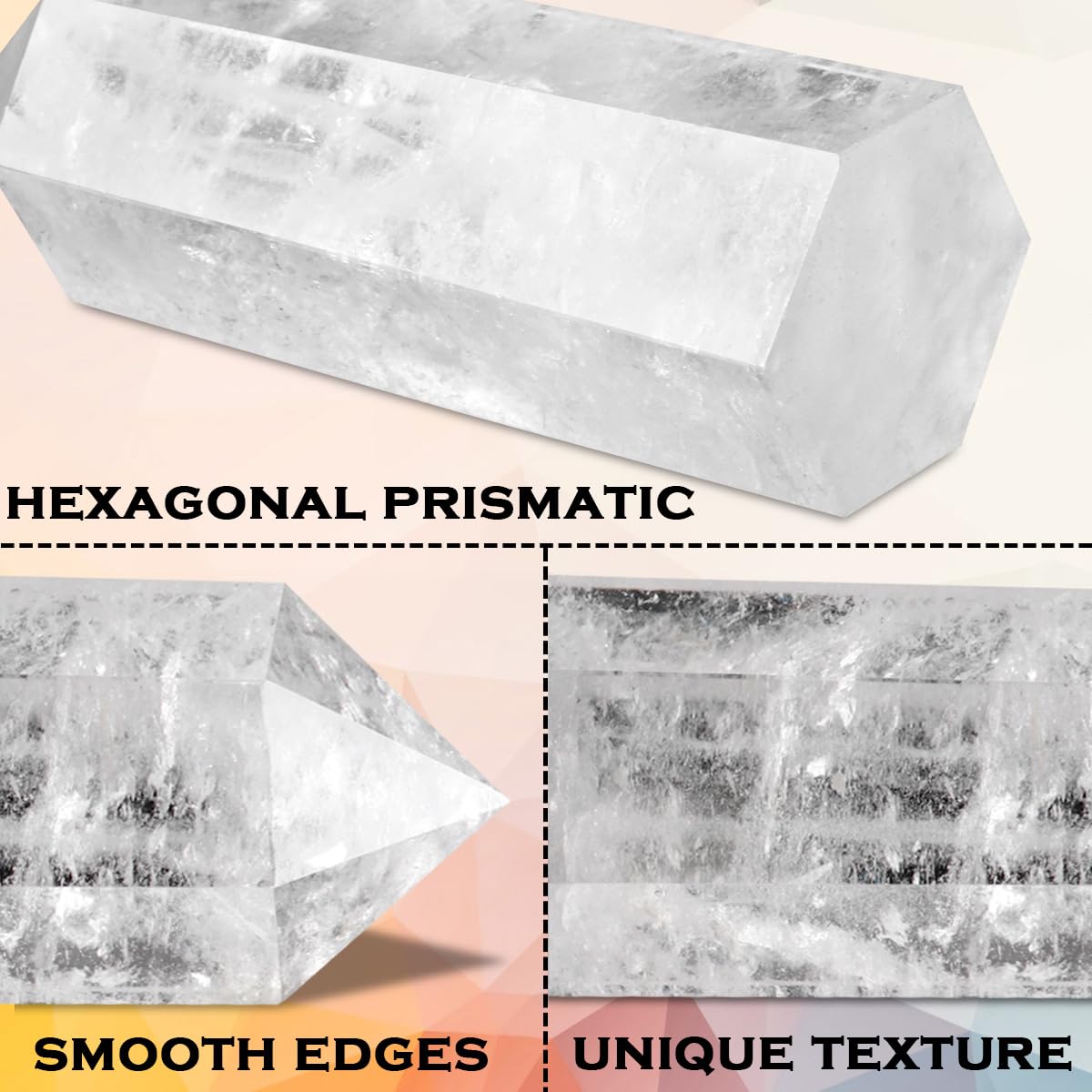 CASMON Large Healing Crystal Wands 3.9"-4.3"(10-11cm), Natural Clear Quartz Obelisk Crystal Tower Stone, 6 Faceted Single Healing Crystal Point for Reiki Chakra Meditation Therapy (1PC)