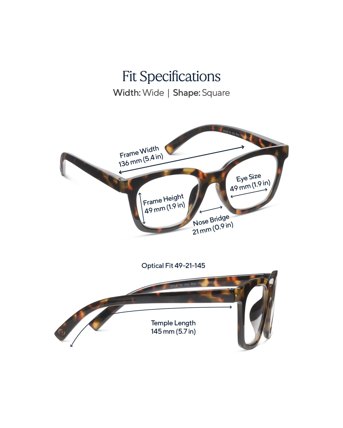 Peepers by PeeperSpecs Women's to The Max Soft Square Progressive Blue Light Blocking Glasses, Tortoise, 2.50 + 2.5