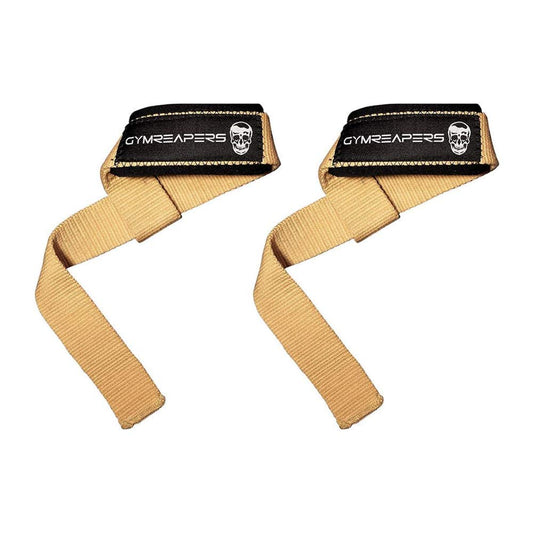 Gymreapers Lifting Wrist Straps for Weightlifting, Bodybuilding, Powerlifting, Strength Training, & Deadlifts - Padded Neoprene with 18" Cotton (Desert Tan)