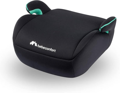 Bebeconfort Manga i-Safe, Car Booster Seat, 6–12 Years, 125–150cm, Child Booster Seat, Compact & Lightweight (<1kg), Easy Belt Installation, Fully Padded, Soft-Touch Fabrics, Full Black