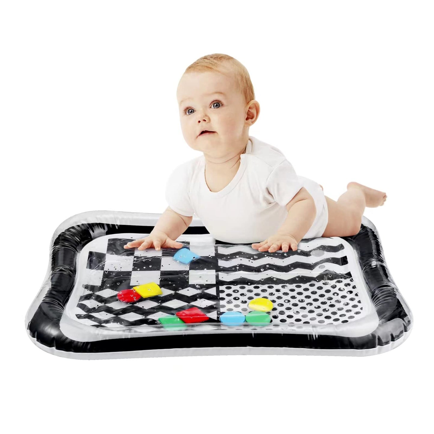PandaEar 2 Pack Tummy Time Water Mat for Babies Toddlers, Inflatable Tummy Time Pillow Toys Baby Water Play Mats for Floor, Baby Sensory Water Mat for 3 6 9 Months Girls and Boys