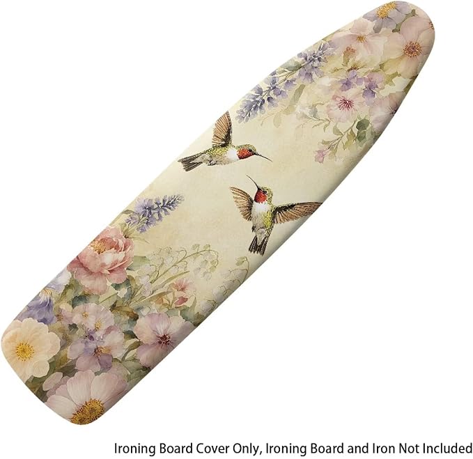 Purple Bird Flowers Ironing Board Cover Stretchy Extra Wide Table Top Ironing