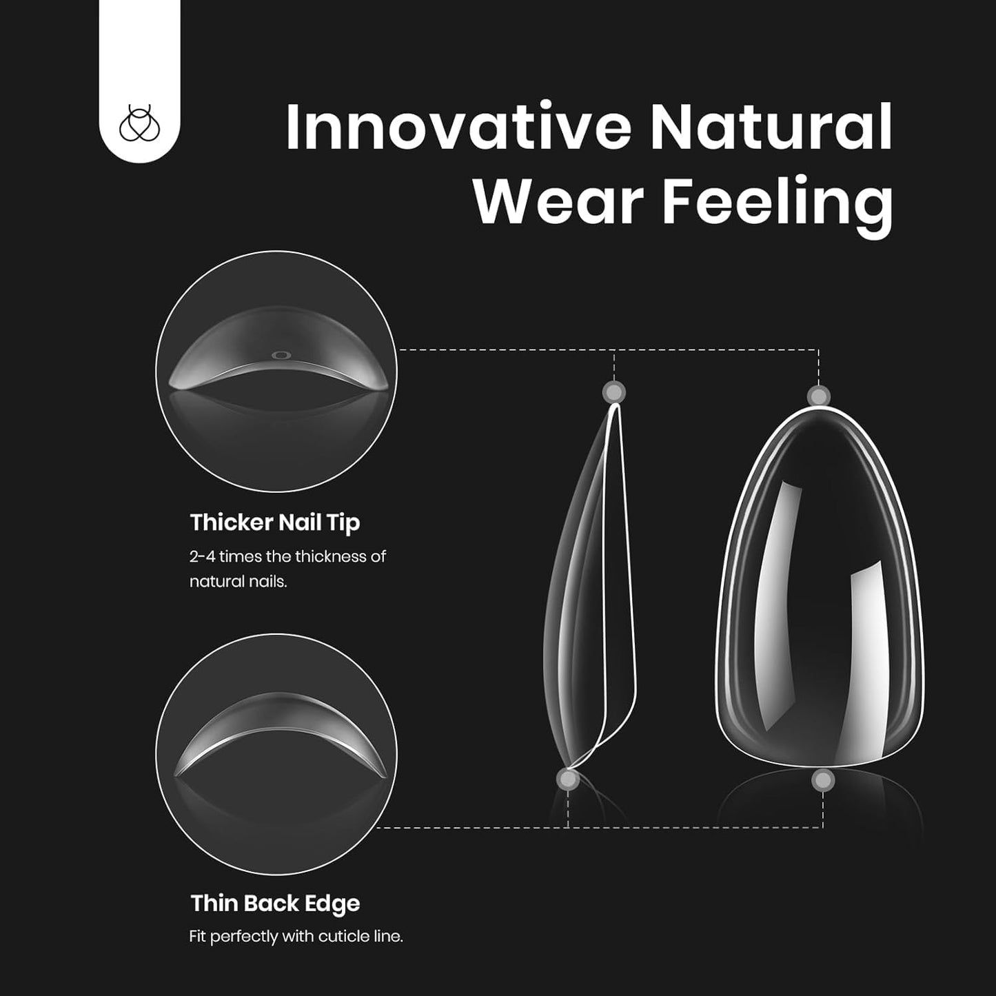 Beetles Gel Nail Extension Kit Almond Shape, Easy 9 in 1 Glue Uv Led Set Etch X Nail Tips Short Almond Half Matte Tips, Gift for Women & Girls, 504 pcs