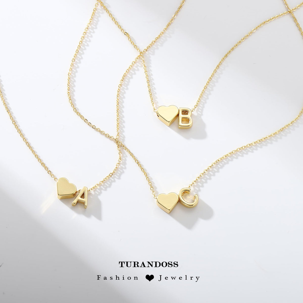 Turandoss Mothers Day Gifts - Heart Initial A Necklaces for Women Trendy, Dainty 18K Gold Plated Heart Letter Necklaces Personalized Name Jewelry Mothers Day Gifts for Mom Girlfriend Wife Daughter
