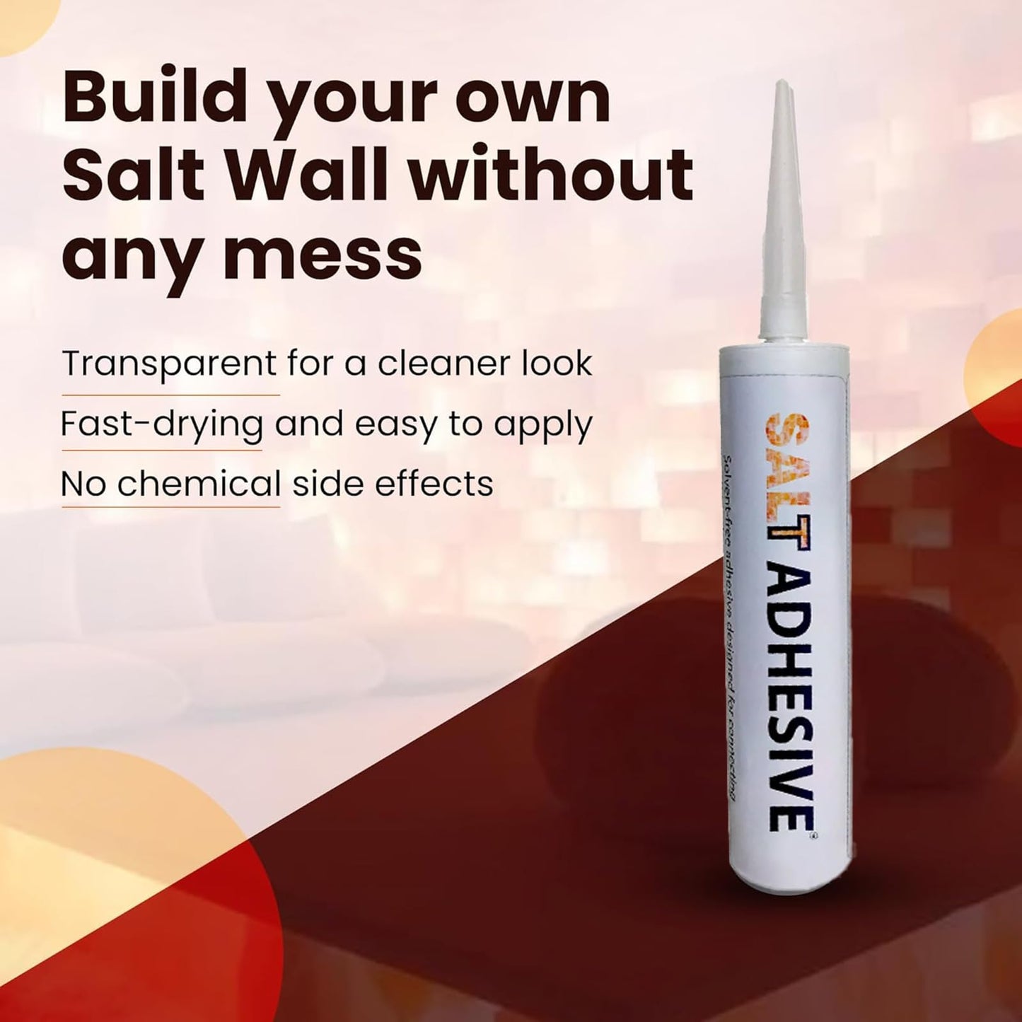 Himalayan Salt Glue Pack of 12 Adhesive for Joining Salt Bricks, The Perfect Sealant to Join Salt Tiles and Salt Blocks for Wall, Strong bonding Adhesive for Joining Plastic Material Products