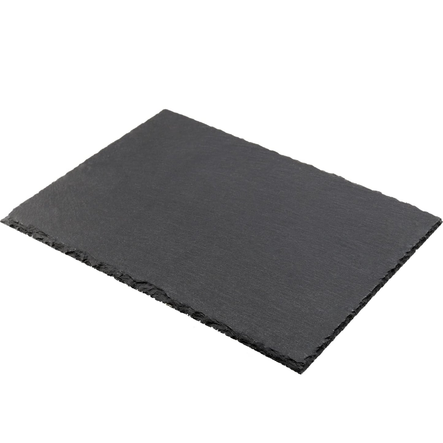 MUKLEI 4 Pack 12" x 8" Black Slate Cheese Boards, Slate Serving Platter with Natural Edge, Slate Stone Serving Tray for Cheese, Charcuterie, Sushi, Appetizers