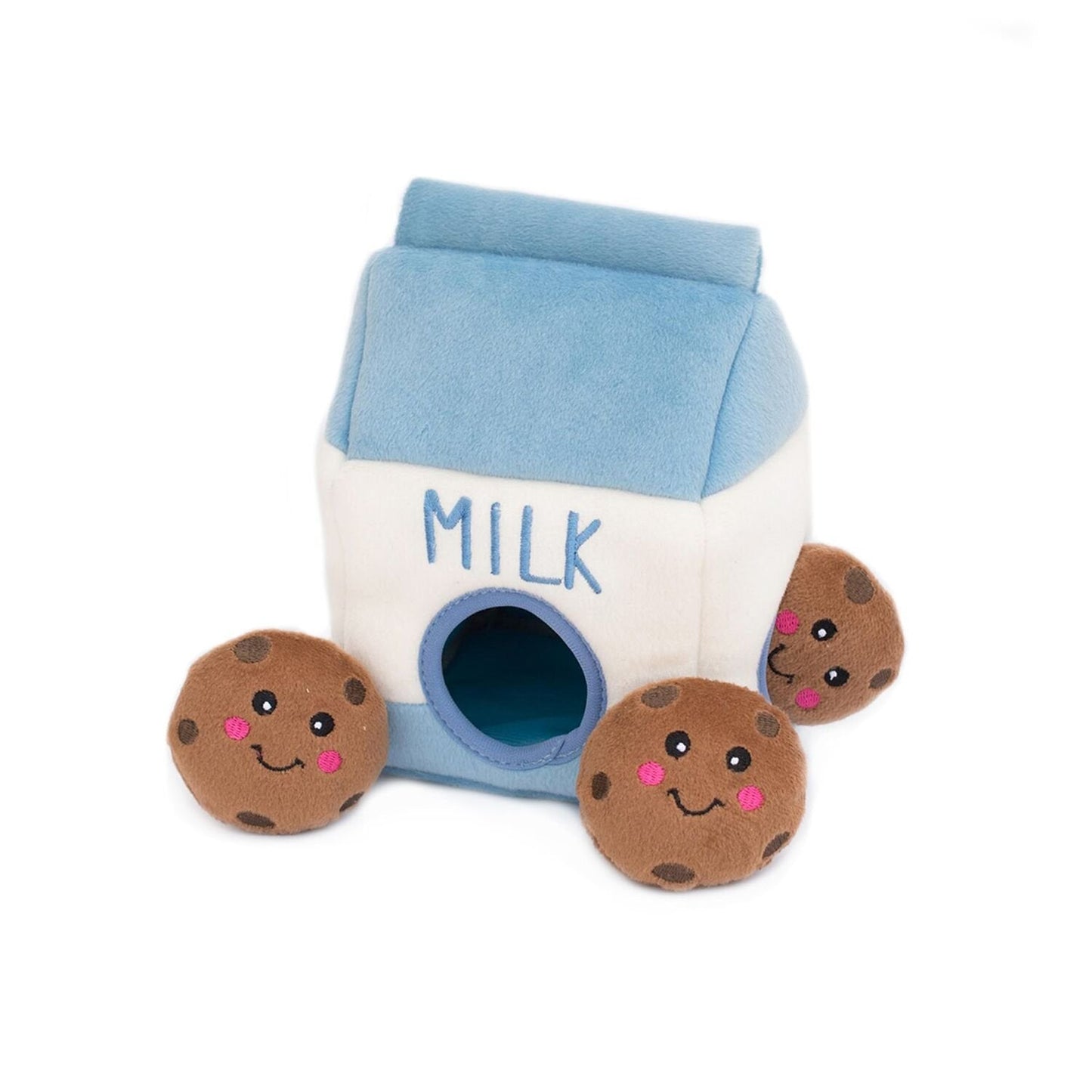 ZippyPaws Burrow- Interactive Dog & Puppy Toys for Boredom, Stimulating Pet Products to Keep them Busy, Hide & Seek Plush Puzzles, Squeaky Toy for Enrichment, For Small & Medium Dogs- Milk and Cookies