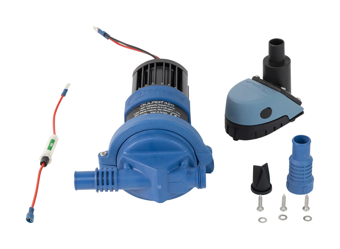 Whale Gulper 320 (12V) High Capacity Graywater Waste Pump, 5 GPM, Handles Waste From Multiple Drains - No Filters, Non Clog, BP2052