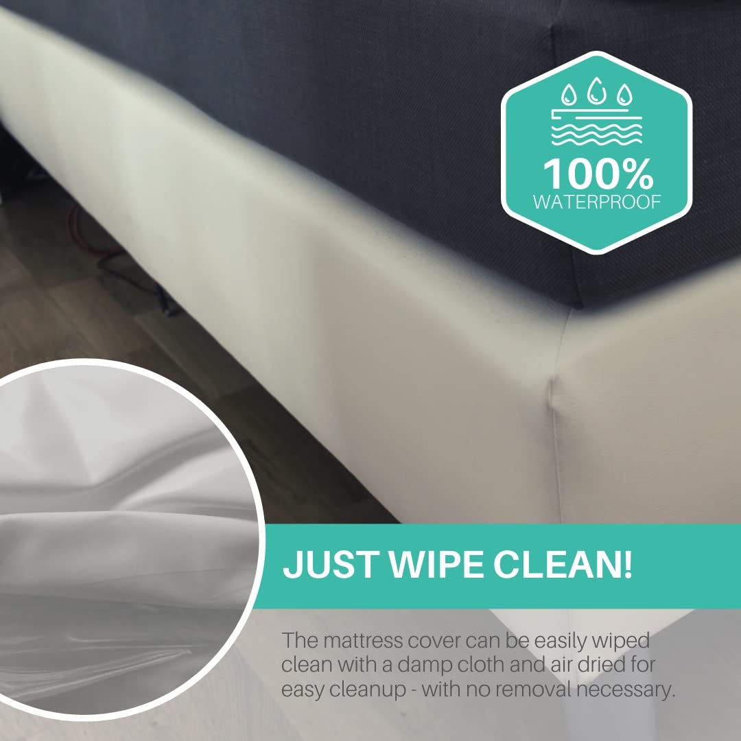 Hygea Natural Twin Size Tear-Free Heavy Duty Vinyl Box Spring and Mattress Cover - Waterproof, Anti-Bed Bug and Allergen-proof, Zippered Encasement - 39” x 75” x 9” Deep - Durable Protection