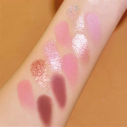 Go Ho 10 Colors Eyeshadow Palette,Matte&Glitter&Shimmer Eyeshadow Makeup,Pink Powder Light Pink Eye Shadow Shades,Naturing-Looking,Waterproof Eye Shadow Palette Makeup,03