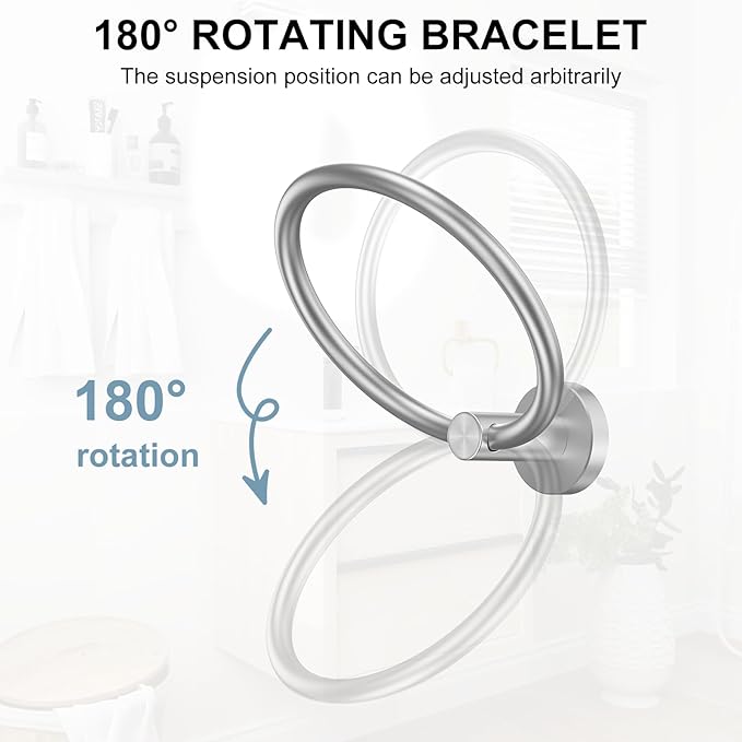 SetSail Towel Holder for Bathroom Wall Silver Towel Ring Stainless Steel Hand