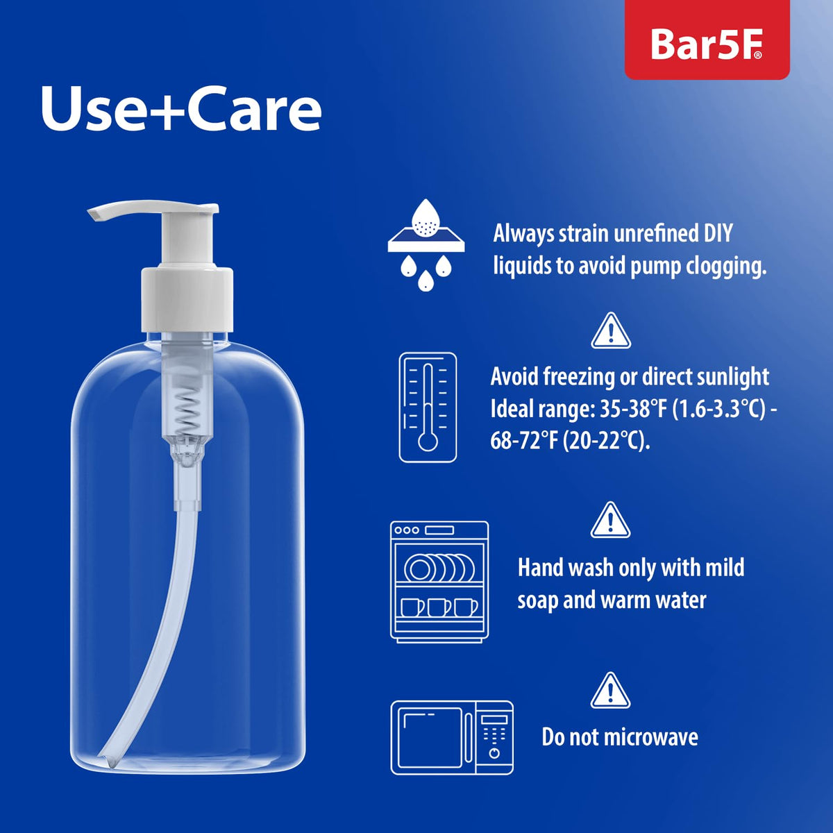 Bar5F Plastic Bottles with Pump Dispenser, 8 oz | Leak Proof, Empty, Clear Refillable, BPA Free for Body Wash, Moisturizer, Face Cream, Liquid Soap | Black & White Pumping Caps | Set of 2