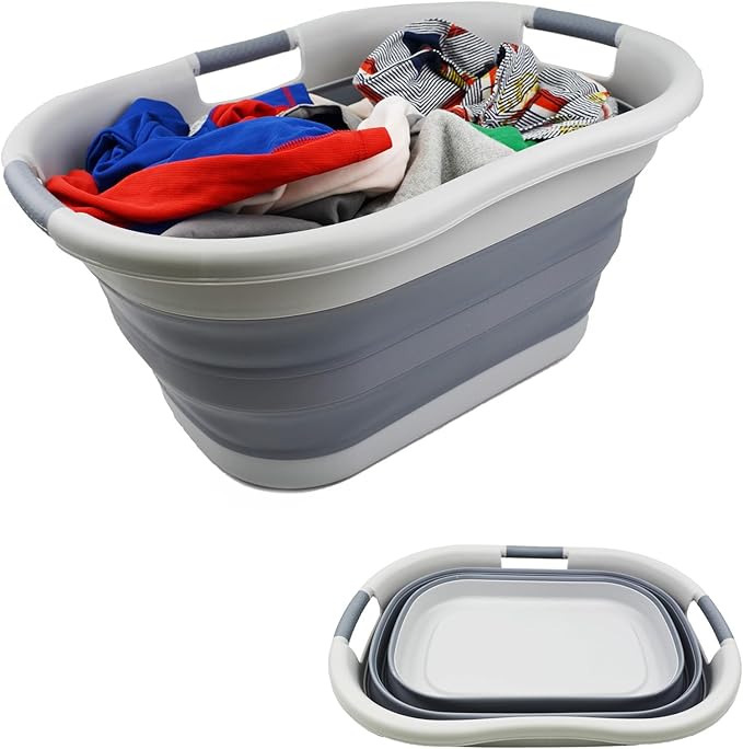 SAMMART 40L Collapsible Plastic Laundry Basket