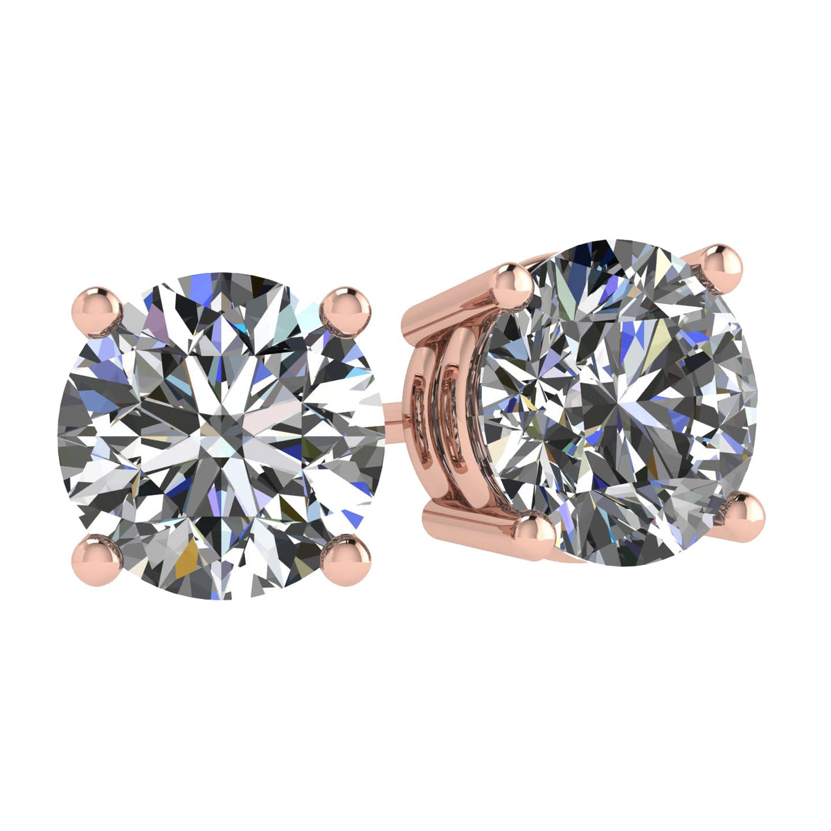 Central Diamond Center Round Simulated Diamond Stud Earrings Hypoallergenic Metal & Sterling Silver CZ - 9.50mm (7.00cttw) Rose