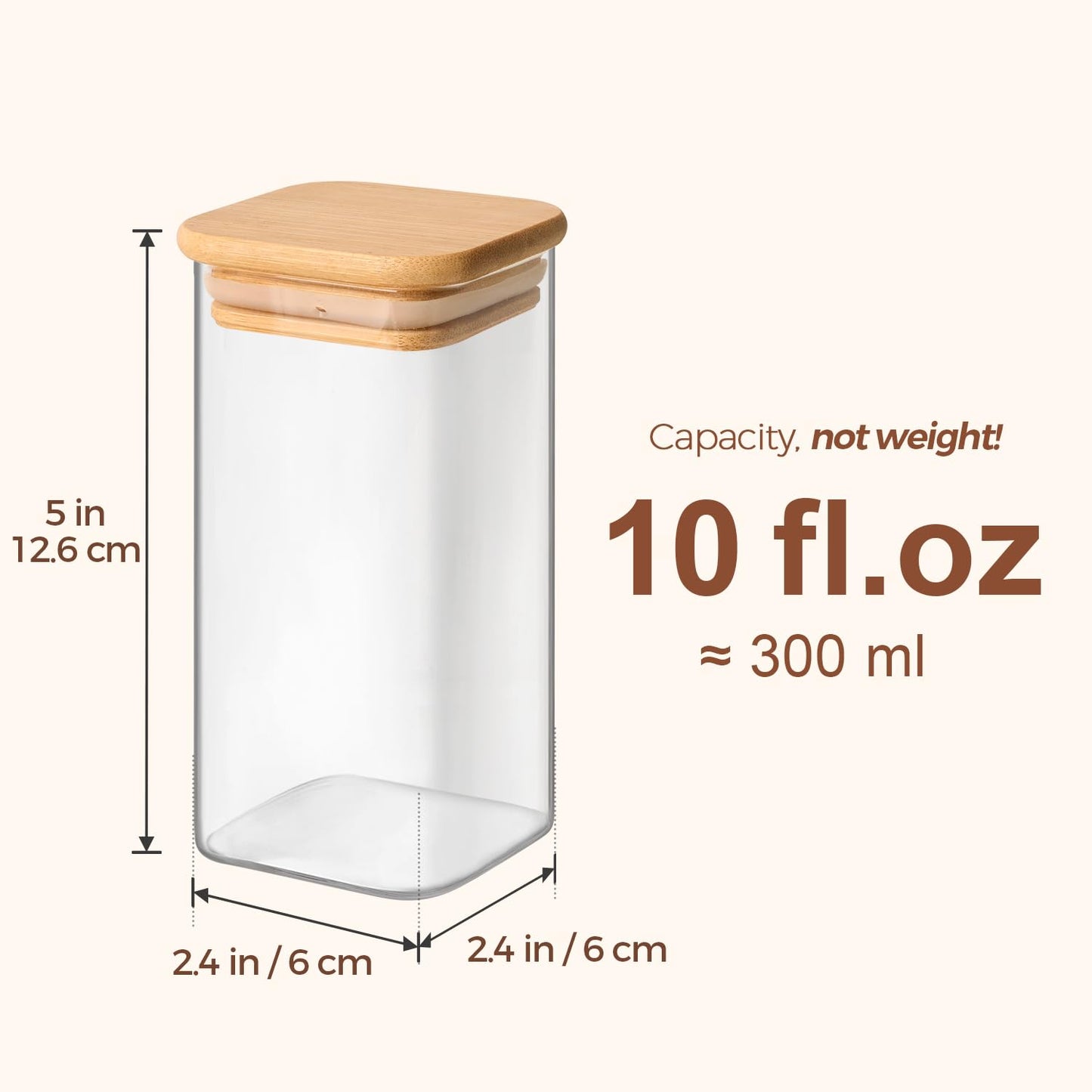 ComSaf 16Pcs Glass Spice Jars with Bamboo Lid, 4oz Airtight Square Spice Containers with 275 Black Lables, Empty Seasoning Jars for Spice Salt Sugar