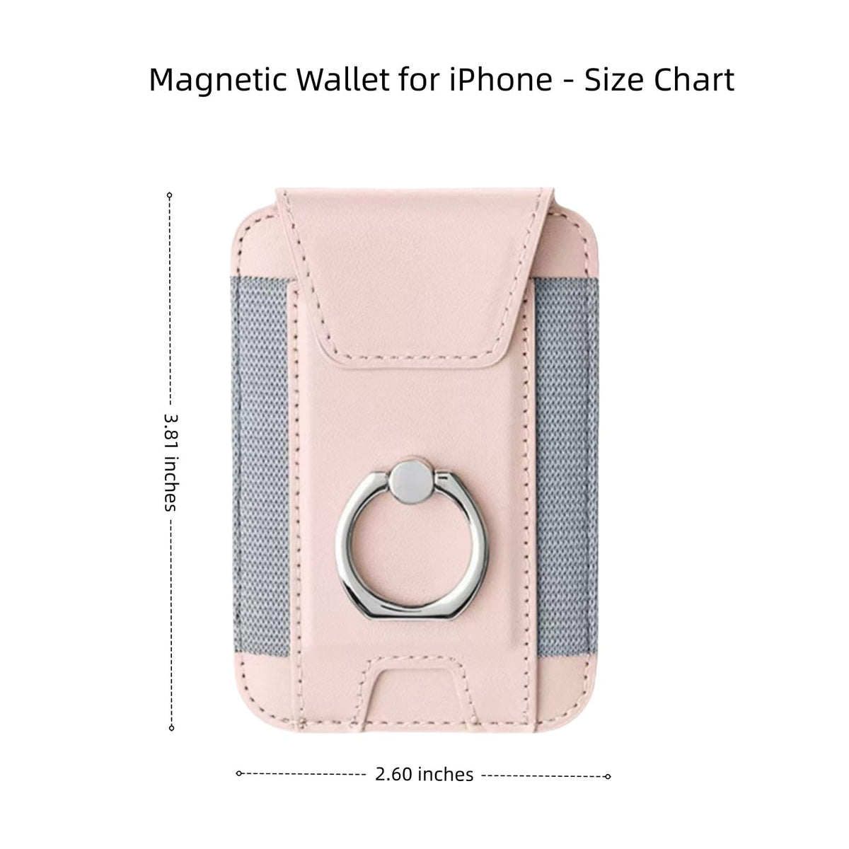 UPEWEFI for Magsafe Wallet, Slim Magnetic Card Wallet with Grip, 7 Cards Holder RFID Blocking, Ring Stand Stick on Wallet with Privacy Flap(Pink)