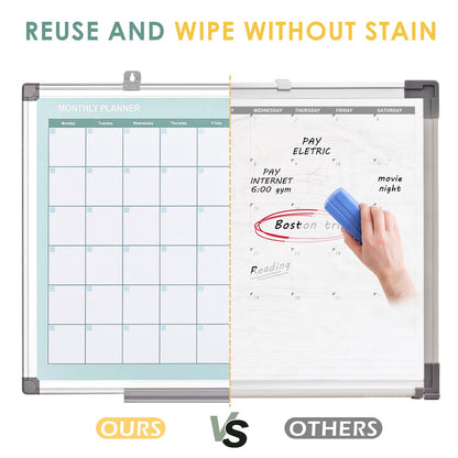 MAKELLO Magnetic Whiteboard Calendar Monthly Planner for Wall, Office, Classroom, Kitchen and Bedroom, 60x45cm