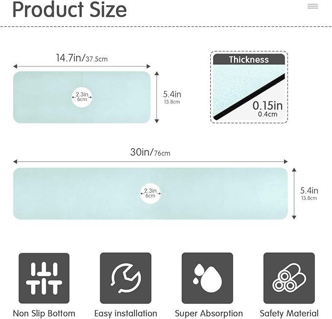 Kitchen Sink Splash Guard 2 PCS 14.7 Inch Sink Faucet Mat Splash Guard