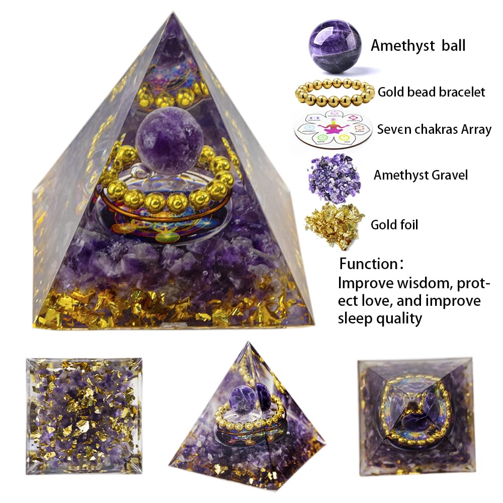 AierCrystal Natural Mineral Crystal Pyramid Energy Healing Meditation Aid Feng Shui Protection Home Decor Versatile Gift Option(2inch Pyramid Amethyst)
