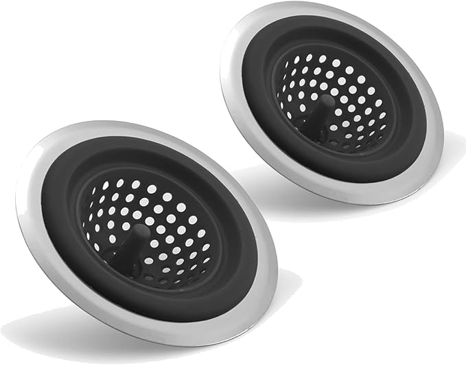 2 Pack Silicone Sink Drain Strainer | 4.5 Inch Wide Rim Filter Kitchen Strainer
