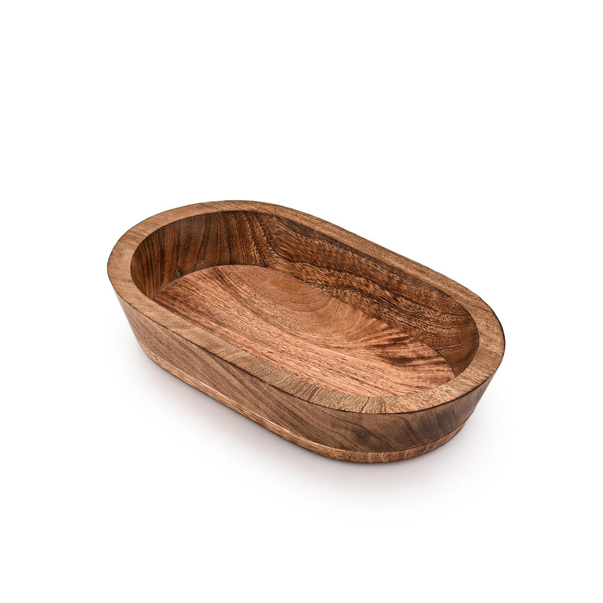 BHAVATU Decorative Bowl Mango Wood Hand Carved Home Decor for Dining Table Centerpiece Bowl for Table (10" x 6" x 2")