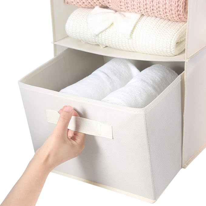 MAX Houser 4-Shelf Hanging Closet Organizer, Space Saver, Cloth Hanging Shelves