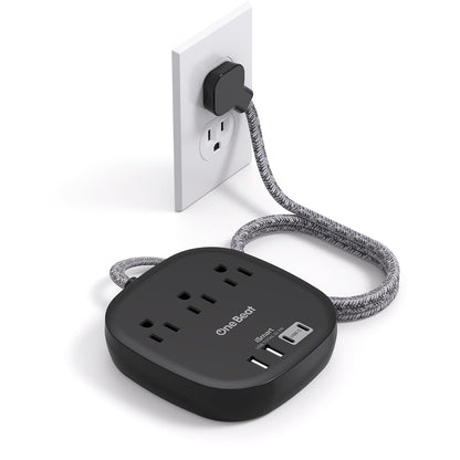 Flat Plug Power Strip, 6ft Ultra Flat Extension Cord - 3 Outlets 4 USB Ports (2 USB C) 22.5W/4.5A Desktop Charging Station, Power Strip No Surge Protection for Cruise Ship, Dorm Room Travel Essentials
