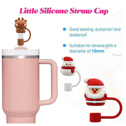 Meitesti Straw Cover Cap for Stanley Cup,Straw Topper Compatible for 30&40 Oz Tumbler with Handle,10mm 0.4in Dust-Proof Reusable Straw Tips Lids,Straw Tip Covers for Christmas Gifts, MEITESTI-09012