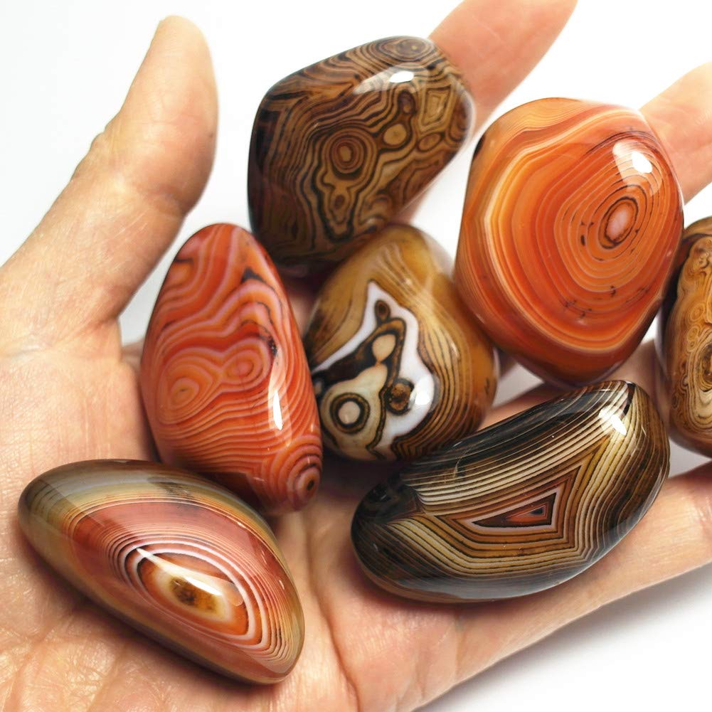 Banded Lace Agate Worry Stones, Natural Healing Crystals, Reiki Palm Stones for Meditation Yoga Relaxation Anxiety Relief Home Decor Madagascar Collection Gift 0.5 Pound