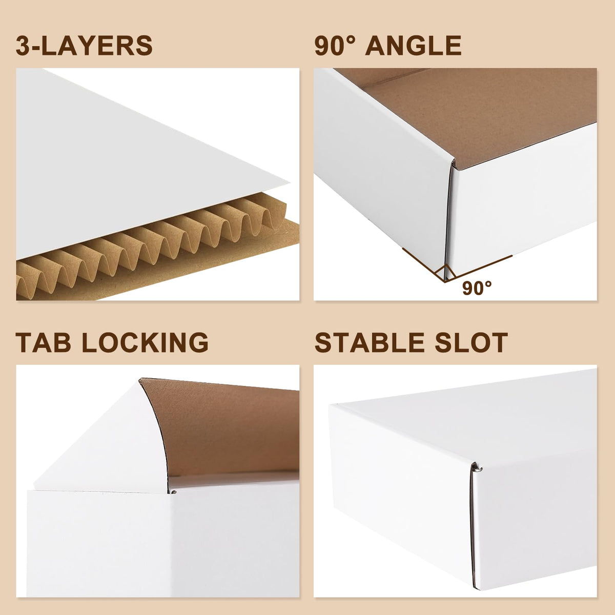 Hguba 12x9x2 Inches Shipping Boxes Set of 25, White Corrugated Cardboard Box, Mailer Boxes for Small Business