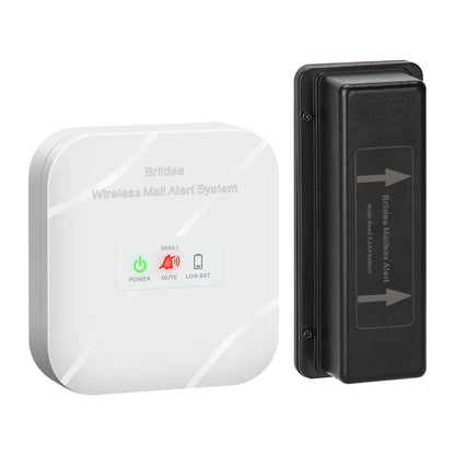 Briidea Mailbox Alarm, Wireless, Battery Powered, White, 500ft Range, LED Flash & Sound Alerts, Low Battery Reminder, Easy Installation, Secure Your Mail & Never Miss an Alert